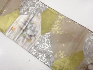 切りばめ風　花唐草模様織り出し　袋帯